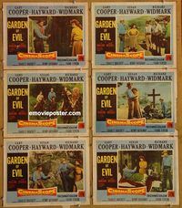 e650 GARDEN OF EVIL 6 vintage movie lobby cards '54 Gary Cooper, Hayward