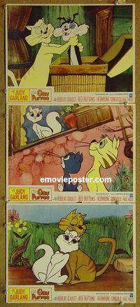 e305 GAY PURR-EE 3 vintage movie lobby cards '62 Judy Garland, cartoon cats!