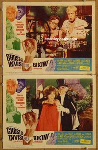 e127 GHOST IN THE INVISIBLE BIKINI 2 vintage movie lobby cards '66 Karloff