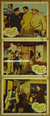 e307 GIANT CLAW 3 vintage movie lobby cards '57 Jeff Morrow, sci-fi