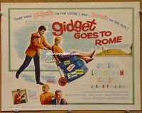 d832 GIDGET GOES TO ROME vintage movie title lobby card '63 Darren, Cindy Carol