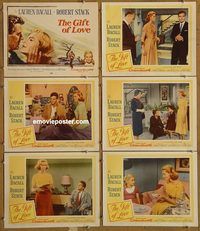 e651 GIFT OF LOVE 6 vintage movie lobby cards '58 Lauren Bacall, Robert Stack