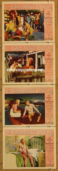 e433 GIRL MOST LIKELY 4 vintage movie lobby cards '57 Jane Powell, Robertson