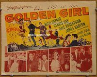 d834 GOLDEN GIRL vintage movie title lobby card '51 Mitzi Gaynor, Robertson