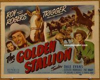 d836 GOLDEN STALLION vintage movie title lobby card '49 Roy Rogers, Dale Evans