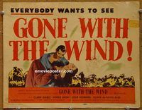d837 GONE WITH THE WIND vintage movie title lobby card R47 Clark Gable, Leigh
