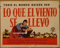 d838 GONE WITH THE WIND Spanish vintage movie title lobby card R54 Clark Gable