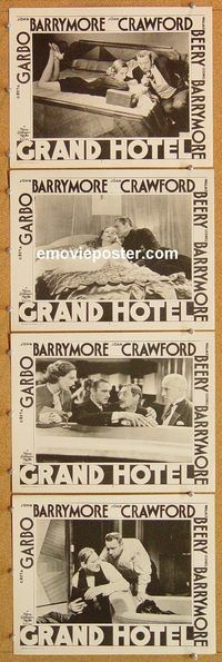 e439 GRAND HOTEL 4 vintage movie lobby cards R50s Greta Garbo, Barrymore