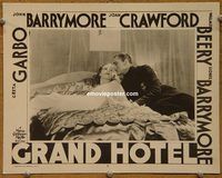 d294 GRAND HOTEL vintage movie lobby card #5 R50s Greta Garbo, Barrymore