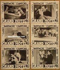 e654 GRAND HOTEL 6 vintage movie lobby cards R50s Greta Garbo, Barrymore