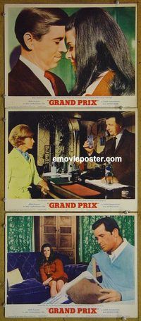 e309 GRAND PRIX 3 vintage movie lobby cards '67 James Garner, car racing!