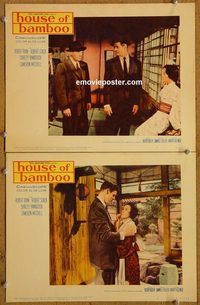 e140 HOUSE OF BAMBOO 2 vintage movie lobby cards R61 Sam Fuller, Japan!
