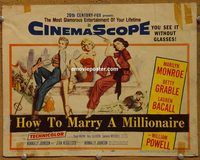 d857 HOW TO MARRY A MILLIONAIRE vintage movie title lobby card '53 Marilyn Monroe