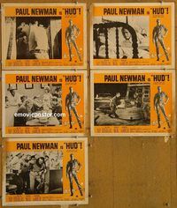 e570 HUD 5 vintage movie lobby cards '63 Paul Newman, Melvyn Douglas
