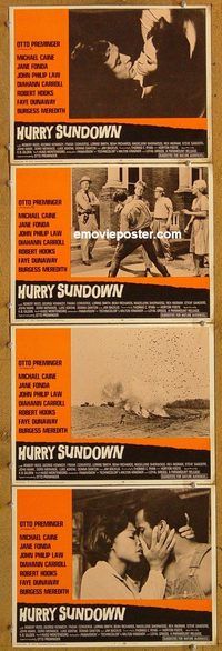 e449 HURRY SUNDOWN 4 vintage movie lobby cards '67 Michael Caine, Fonda
