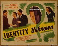 d862 INDENTITY UNKNOWN vintage movie title lobby card '45 Richard Arlen, Walker