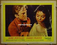 d341 INDIAN FIGHTER vintage movie lobby card #5 R60 Kirk Douglas close up!