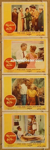 e452 ISLAND IN THE SUN 4 vintage movie lobby cards '57 Belafonte, Collins