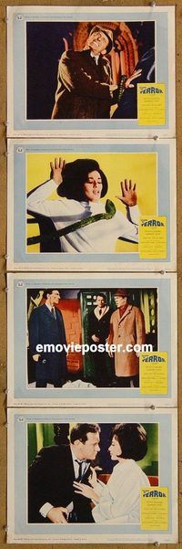e453 ISLAND OF TERROR 4 vintage movie lobby cards '67 Peter Cushing