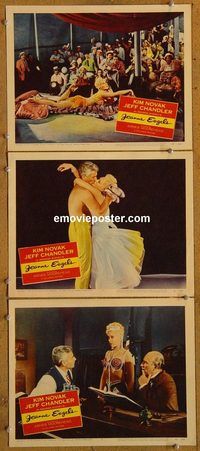 e323 JEANNE EAGELS 3 vintage movie lobby cards '57 Kim Novak, Chandler