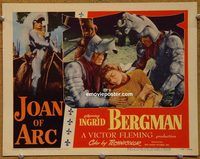 d363 JOAN OF ARC vintage movie lobby card #4 '48 wounded Ingrid Bergman!