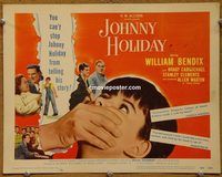 d870 JOHNNY HOLIDAY vintage movie title lobby card '50 William Bendix, Carmichael