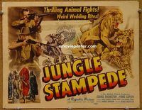 d873 JUNGLE STAMPEDE vintage movie title lobby card '50 cool African natives!
