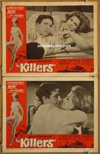 e154 KILLERS 2 vintage movie lobby cards '64 John Cassavetes, Dickinson