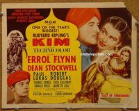 d875 KIM vintage movie title lobby card '50 Errol Flynn, Rudyard Kipling