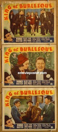 e326 KING OF BURLESQUE 3 vintage movie lobby cards '35 Warner Baxter, Barrie