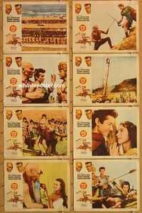e865 KINGS OF THE SUN 8 vintage movie lobby cards '64 Yul Brynner, Chakiris