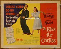 d876 KISS FOR CORLISS vintage movie title lobby card '49 Shirley Temple, David Niven