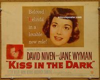 d877 KISS IN THE DARK vintage movie title lobby card '49 Jane Wyman, David Niven
