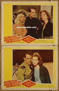 e157 KISS THEM FOR ME 2 vintage movie lobby cards '57 Cary Grant, Mansfield