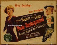 d931 PARIS-UNDERGROUND vintage movie title lobby card '45 Bennett, Fields