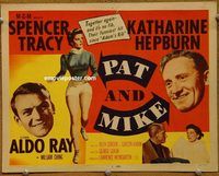 d933 PAT & MIKE vintage movie title lobby card '52 Spencer Tracy, Kate Hepburn