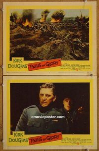 e192 PATHS OF GLORY 2 vintage movie lobby cards '58 Kubrick, Douglas