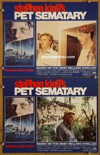 e193 PET SEMATARY 2 vintage movie lobby cards '89 Stephen King horror!