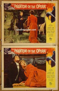 e194 PHANTOM OF THE OPERA 2 vintage movie lobby cards '62 Hammer, Lom