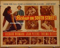 d935 PICKUP ON SOUTH STREET vintage movie title lobby card '53 Sam Fuller