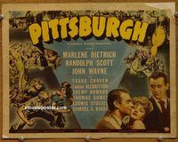 d938 PITTSBURGH vintage movie title lobby card '42 John Wayne, Marlene Dietrich