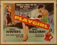 d939 PLAYGIRL vintage movie title lobby card '54 Shelley Winters, Barry Sullivan