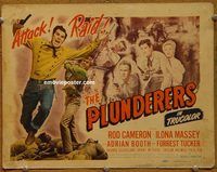 d940 PLUNDERERS title vintage movie lobby card '48 Cameron, Massey