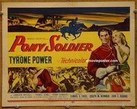 d942 PONY SOLDIER vintage movie title lobby card '52 Tyrone Power, Cameron Mitchell