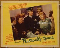d538 PRACTICALLY YOURS vintage movie lobby card #2 '44 Colbert, MacMurray