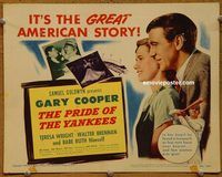 d945 PRIDE OF THE YANKEES vintage movie title lobby card R49 Gary Cooper