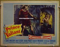 d542 PRINCE VALIANT vintage movie lobby card #2 '54 Robert Wagner w/bad hair!