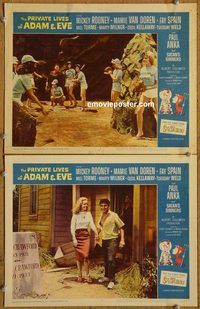 e198 PRIVATE LIVES OF ADAM & EVE 2 vintage movie lobby cards '60 Tuesday Weld