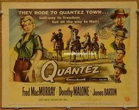 d951 QUANTEZ vintage movie title lobby card '57 Fred MacMurray, Dorothy Malone