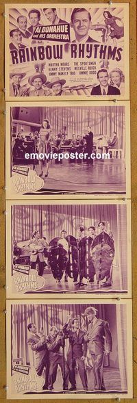 e485 RAINBOW RHYTHMS 4 vintage movie lobby cards '42 Jimmy Wakely Trio